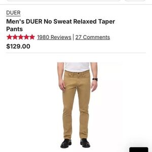 DUER Men's No Sweat Relaxed Taper Pants in Khaki